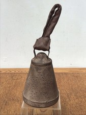 VINTAGE METAL COW BELL WITH ORIGINAL STRAP AND STAR DECORATION, AGRICULTURAL.