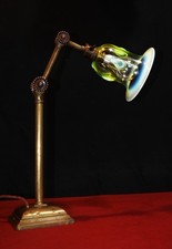 Vintage 1920s Dugdills Industrial Lamp Vaseline Glass Shade Antique Table Light