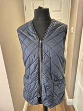Barbour Navy Blue Quilted  Waist Coat Zip In Liner Uk 40 In Chest Autumn Winter 