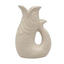 Gluggle Jug Ceramic 3D Fish Water Milk Jug Decorative Vase Cream 20cm Kitchen