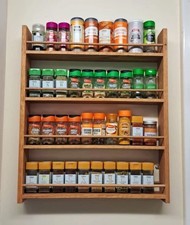 Solid Oak Spice Rack 4 Shelf