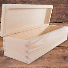 Oblong Rectangular Wooden Box with Lid | 29 x 10 x 8 cm | Plain Decorative Pine