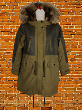 WOMENS TOPSHOP SIZE UK 6 WINTER ZIP PARKA JACKET COAT KHAKI GREEN QUILTED HOOD