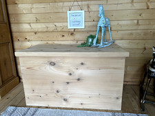 Farmhouse solid pine wooden storage coffee table chest ottoman blanket toy box