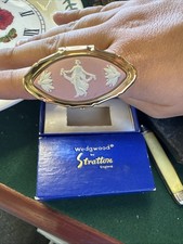 Gold tone Stratton lipstick holder with lipview mirror Pink Jasper