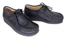 Moccasins Black Leather Wallabee Shoes Tower London Apache Lace Up Flats 37 UK 4
