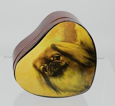Lovely Claire Guest Heart Shaped Decoupage Pekingese Dog Box