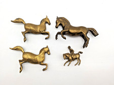 Collection of 4 Vintage Solid Brass Decorative Horse Ornament Figures A114 P960