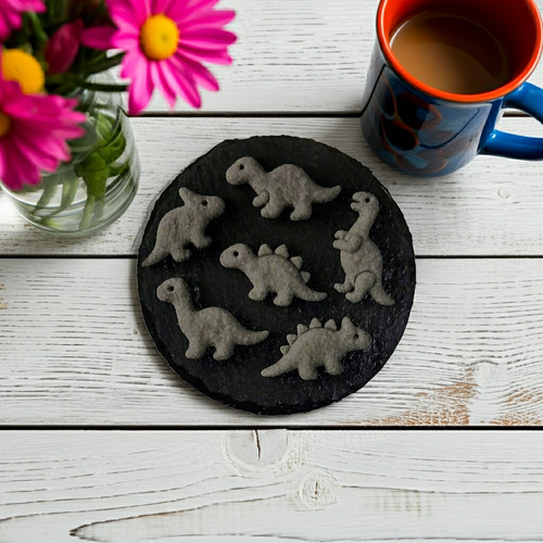 Set natural round slate - 6,,