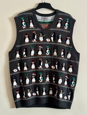 M&S Christmas Jumper Vest Sweater Grandad Marks & Spencer XL Penguin Xmas UK