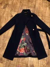 Ted Baker winter wool midnight blue coat size 0, UK 6/8