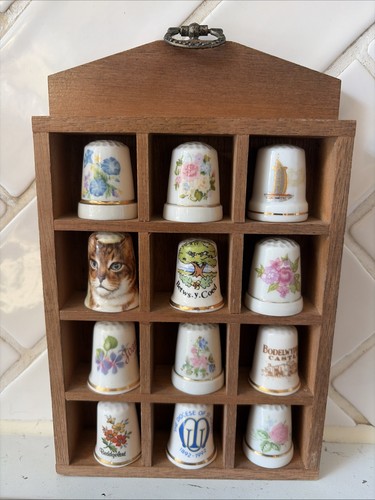Vintage wooden thimble display - wooden,