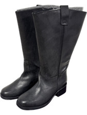 DUO Carvel Black Leather Knee High Boots Zip Closure UK 5 EU 38 Block Heel