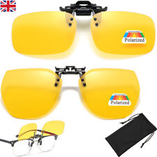 Night Driving Clip On Glasses HD Anti Glare Vision Polarized Yellow Lens Tinted