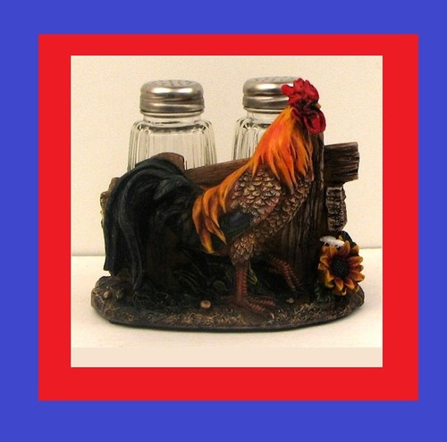 Rooster standing fence salt - by,