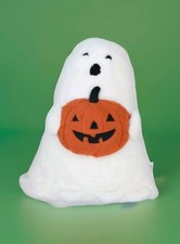TK Maxx Halloween Huge MARTHA STEWART Ghost & pumpkin Cushion white Faux Fur New