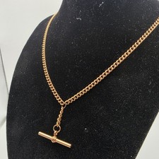 9ct Rose Gold Curb Chain T Bar