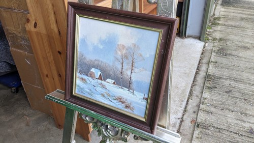 Framed oil painting winter - oil,