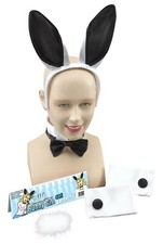 Sexy Playboy Bunny Girl Set White/Black Fancy Dress Rabbit Costume Halloween
