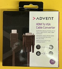 Advent HDMI Male ToVGA D-SUB Male Video Adapter Cable Lead  TV/Comp Monitor 1m.