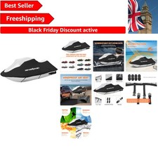 Black & Silver Heavy Duty Jet Ski Cover for 3 Seats - 115-120 inch Protection