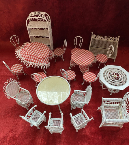 Dolls house white wire cafe - dolls,