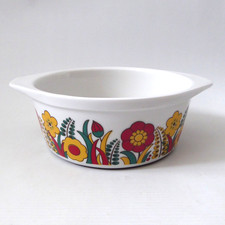 Vintage retro German Freiberg Cordoflam cooking oven casserole dish. Flowers 70s