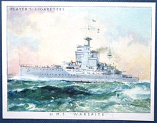 HMS WARSPITE  Queen Elizabeth Class Battleship   Vintage 1939 Card  JE24M