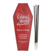 GOTH CULT COLLECTABLE VAMPIRE BLOOD INCENSE STICKS IN COFFIN HOLDER, BN (45124)