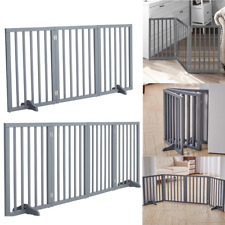 Grey 3/4 Panel Baby Safety Fence Room Wooden Divider Metal Fire Gate Pet Dog Cat