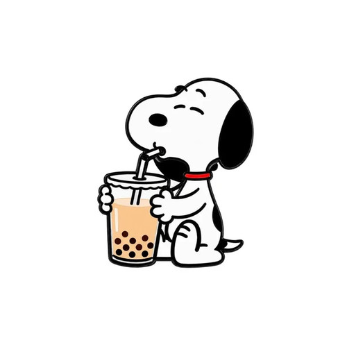 Snoopy enjoying soda from - a,