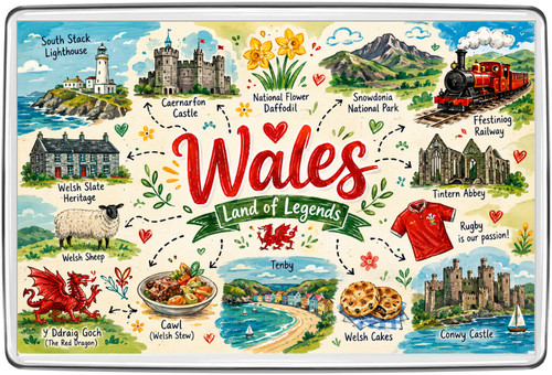 Wales landmarks fridge magnet - wales,
