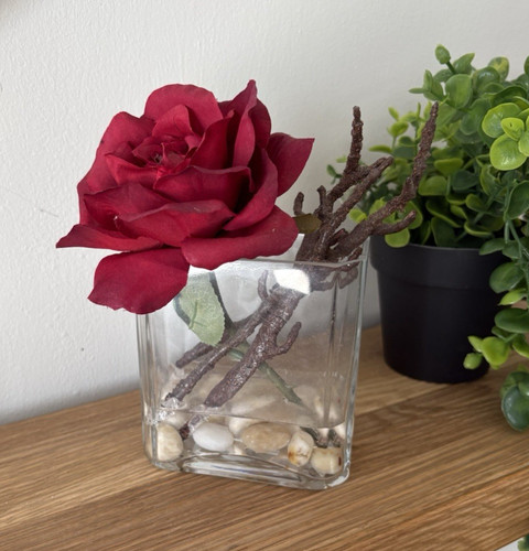 Artificial red rose flower - red, &
