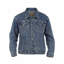 Duke Mens Denim Jacket Mid Length Multi Pocket Heavy Duty Casual Wear S-8XL
