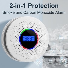 Carbon Monoxide (CO) and Smoke Combination Detector Alarm with LCD Display