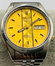 Seiko 5 Automatic Mens 7S26-01E0 Japan Watch 35mm Gold Dial