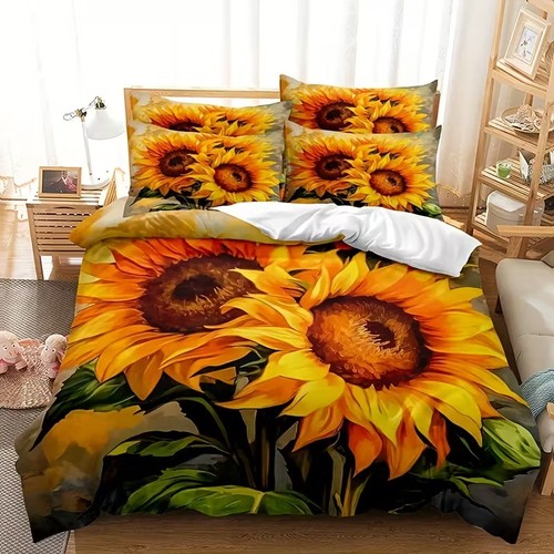 Watercolor sunflower duvet - watercolor,