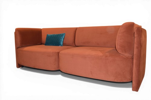 Orange velvet sofa - sofa, bed