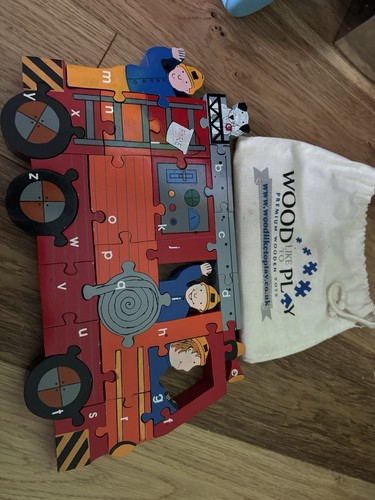 Wooden alphabet fire engine - alphabet,