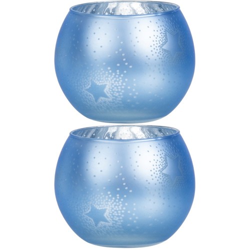 Set blue glass candle - 2,