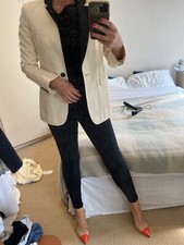 Joseph Sir Smoking Tuxedo Jacket Cream Black Lapels Wool Size 36