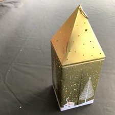 Marks & Spencer Gold ShortBread Tin Light Up Lantern Empty M&S Working