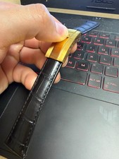 20mm leather black strap gold
