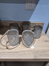 Rustic Small Glass Jars Wooden Hearts Ribbon Hessian Wedding