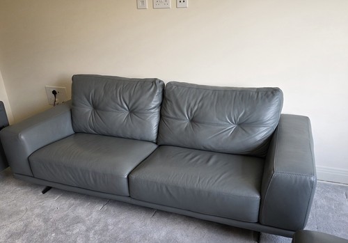Blue grey italian leather - blue,