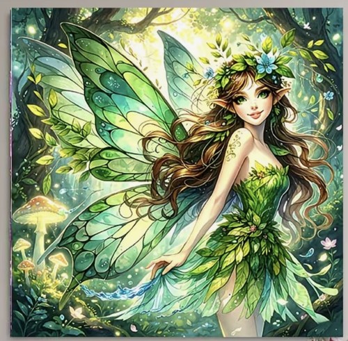 Green floral flower fairy - 5d,