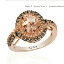 Le Vian 14K Strawberry Gold Peach Morganite Diamond Double Halo Ring - Pretty!!