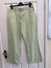 Per Una M & S Lime Green Wide leg Linen Blend trousers size 14 Reg new
