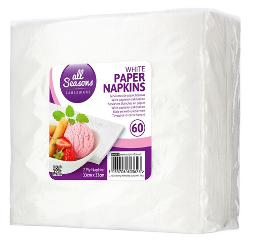 White paper napkins serviettes - white,