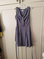 Untold - Grey/white polka dot fit & flare chiffon dress with belt - size 12 VGC